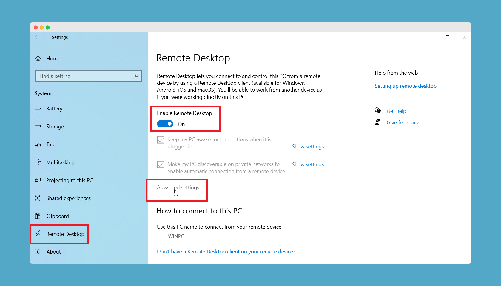 How to set up a Microsoft Desktop connection?