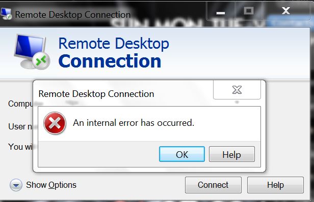 Ошибка Remote desktop. RDP внутренняя ошибка. Remote desktop connection. Desktop. Error remote connection